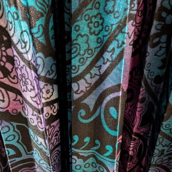 Sequin Hearts Paisley Pleated Maxi Dress Whimsigoth Gown Small Wedding Guest - Picture 10 of 15